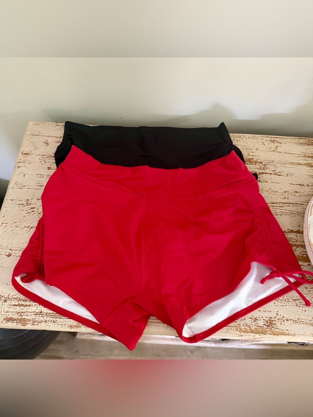 VENUS Swim Shorts High-Waist Red, Black- Set of 2